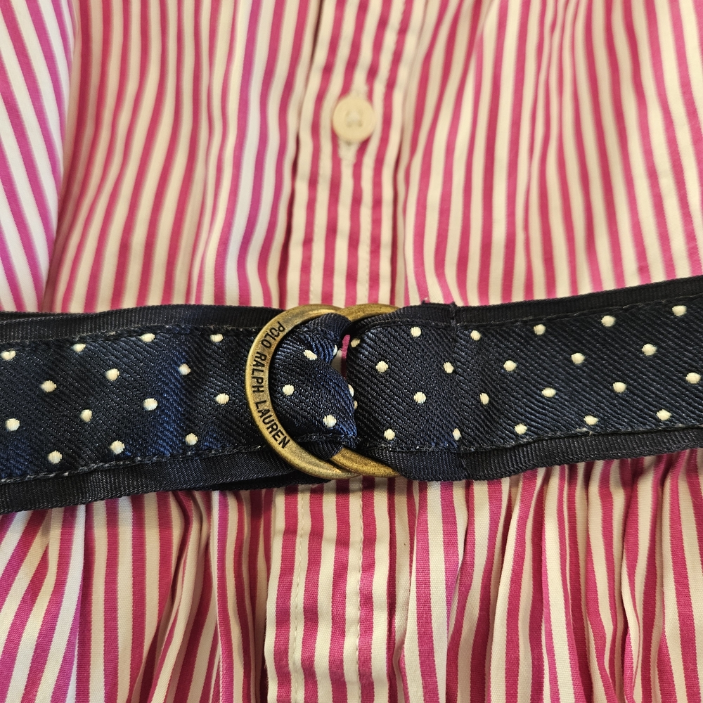 Polo Ralph Lauren Striped Pink Girls Dress with Belt Long Sleeves - Picture 2 of 7